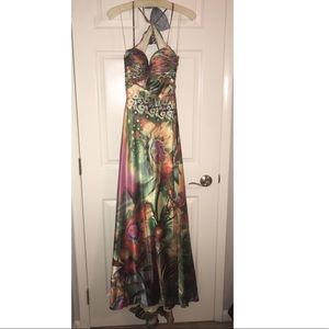 Floor length multicolored prom/formal dress